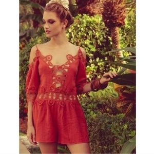 SAYLOR sparrow romper in rust XS